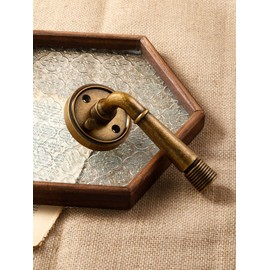 SORWDUERM 1 Pack Antique Brass Door Lever Interior Privacy Door Handle with Lock for Bedroom and Bathroom,Zinc Alloy