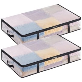 Lifewit - Paquete de 2 bolsas de almacenamiento para debajo de la cama, grandes bolsas de almacenamiento de plástico transparente, cajas de almacenami