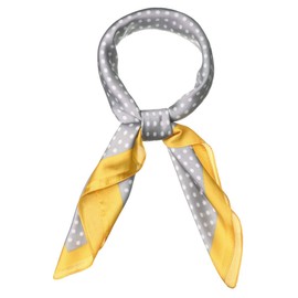 sourcing map Women's Square Scarf, Headband, Polka Dots, Neckerchief, Yellow / grey