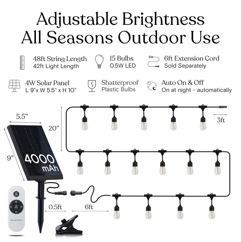 Brightech Ambience Pro Super Bright Solar - 48 Ft Remote