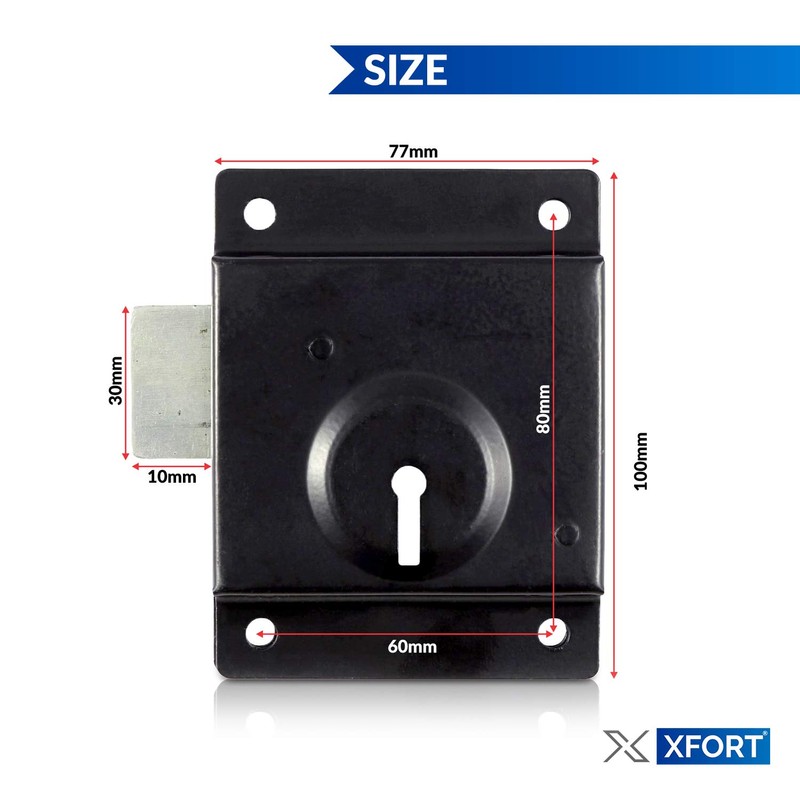 XFORT® Traditional 4” x 3” Rim Press Lock, Surface Mounted