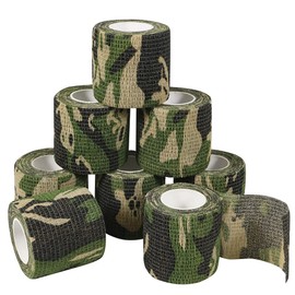 GooGou Self Adherent Bandages Camouflage Cohesive Tape Camo Elastic Sports Tape for Sports Hunting Gear and Finger Wrist Ankle 8PCS 2 in X 14.7 ft (Camouflage)