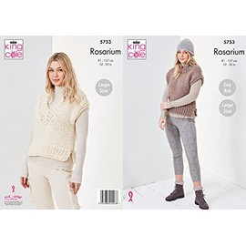 King Cole Ladies Rosarium Mega Chunky Knitting Pattern Easy Knit Tank Tops & Hat (5753)