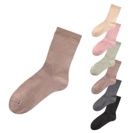 Beacia Women's Socks, Crew Socks, Solid Color, Deodorizing Treatment, Antibacterial, Odor Resistant, mocha brown