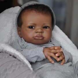 Realistic Baby Dolls Black Boy - 20 Inch African American Lifelike Weighted Soft Body Newborn Doll, Christmas & Birthday Gift for Kids Age 3+