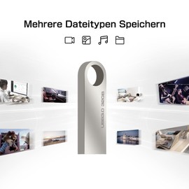 USB Stick 3.0 32 GB, Funny Memory Stick 3.0 32 GB Waterproof USB Flash Drive USB Sticks 3.0 32 GB for School Office Car PC Laptop (Silver)