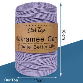 OurTop Premium Macrame Yarn Purple, 2 mm x 500 m Macrame Cord, Macrame Cord, Yarn for DIY Crafts, Weaving Decoration, Hanging Plant Hanger