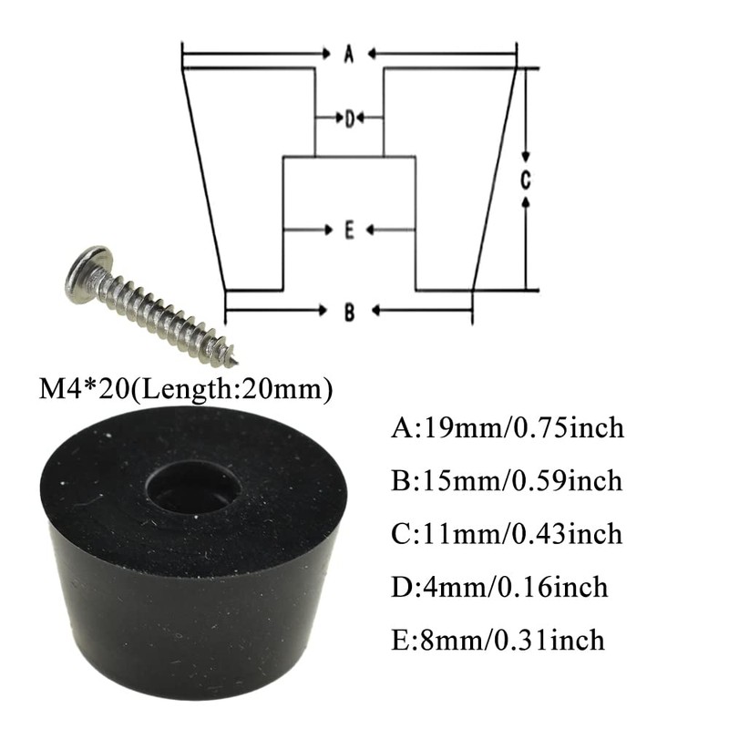Acoeitl Black Soft Cutting Board Rubber Feet with Metal Screws