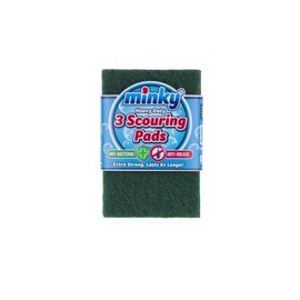 Minky Extra Strong Scouring Pads, Polyester, Green, 13.5 x 4 x 9 cm, Pack of 3