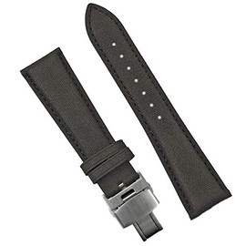 B & R Bands Classic Deployant Leather Watch Band Straps - Choice of Colors - 20mm 22mm (20mm, Black Tactical)
