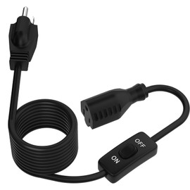 Muelnmey Extension Cord with Switch On/Off 3 Prong,1625W 18AWG Black Indoor Power Cord, 3A 125V NEMA 5-15P to NEMA 5-15R Grounded Plug Receptacle 15FT