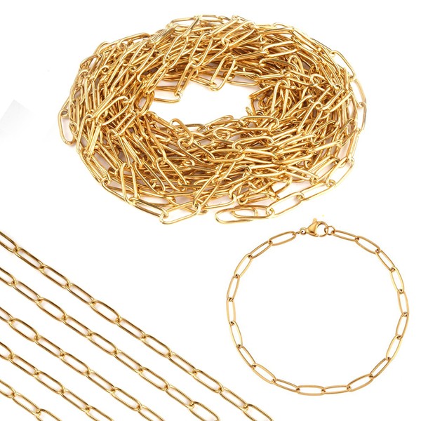 TESSTSY Stainless Steel Paper Clip Chain, 3.6 m DIY Paper