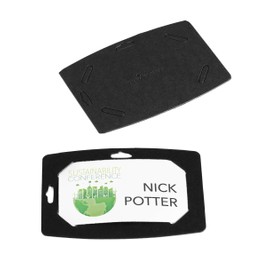 Durable Name Badge 54x90mm, Made of Recycled Paper and is 100 Percent Recyclable, with Euro Punching, Pack of 20 Name Tags, Black Badge with White Labels Included