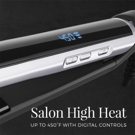 Remington Pearl Pro Ceramic Flat Iron Hair Straightener, 1-inch Floating Plates, Fast 30 Second Heat up, Black & White