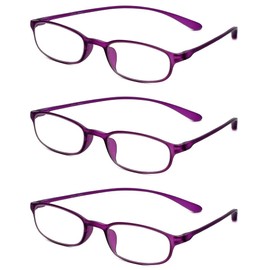 Calabria 718 Flexie Oval Reading Glasses +4.50 Violet (3pack) Men/Women Bendable Single Power Readers Flexible Durable TR90