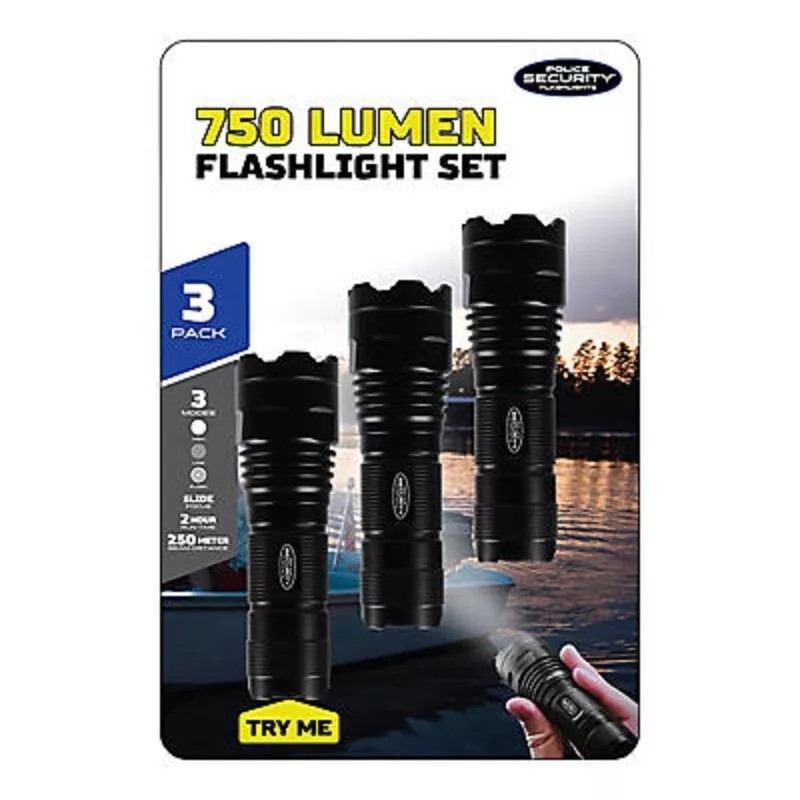 Police Security 750 Lumen Flashlights, 3 pk. NO SHIP TO