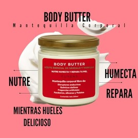 Mantequilla Corporal Ultra Humectante Sándalo y Vainilla – Body Butter Natural con Manteca de Karité, Rosa Mosqueta y Vitamina E – Nutre, Repara y Sua
