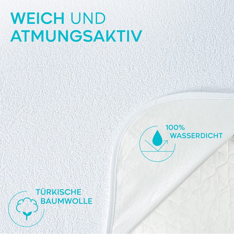Twinzen Mattress Protector 60 x 120 cm, Waterproof Oeko-Tex Certified,