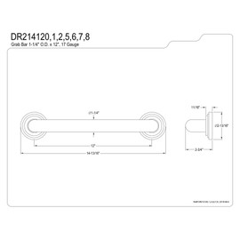 Kingston Brass DR214122 Designer Trimscape Milano 3-Layer Flange 12-Inch Grab Bar with 1.25-Inch Outer Diameter, Polished Brass