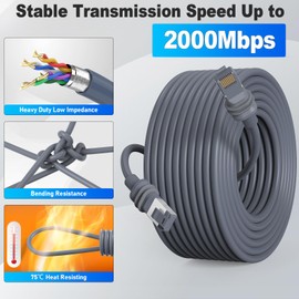Anautin 100ft Starlink Gen 3 Cable - 6.5/75/100/150ft High-Speed Weatherproof Standard Generation 3 Replacement Extension Cord for Satellite Star Link V3, Grey