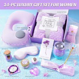 LUCOTIYA Birthday Gifts for Women, Self Care Gifts for Women Get Well Soon Gifts Basket, Lavender Relaxing Spa Gifts Basket, Unique for Women, Mom, Friends, Sister, Grandma Luxury
