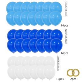 White Blue Confetti Balloons, 40pcs 12 Inch Dark light Blue Party Balloons,Natural Latex Balloons for Men Women Girls Birthday, Wedding, Bridal Shower, Graduation, Casino Theme Party Decorations