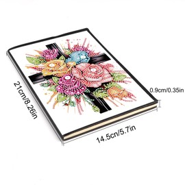 JISHSHAY Diamond Painting Notebook A5 DIY Jesus Diamond Art Journal Notebook Cross Crucifix Flower Special Shaped Rhinestone Plain Paper Notebook Diamond Painting Kit Squared Notebook
