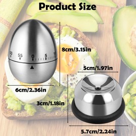 1 Stück Eieruhr und 1 Stück Eierpiekser aus Edelstahl, Eiförmige lustige Eieruhr Mechanisch und Eierpicker, Küchenzubehör für Eier