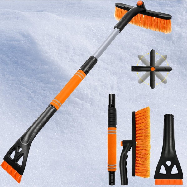 Aoiuenok Car Ice Scraper with Broom 2-in-1 Removable Ice Scraper,