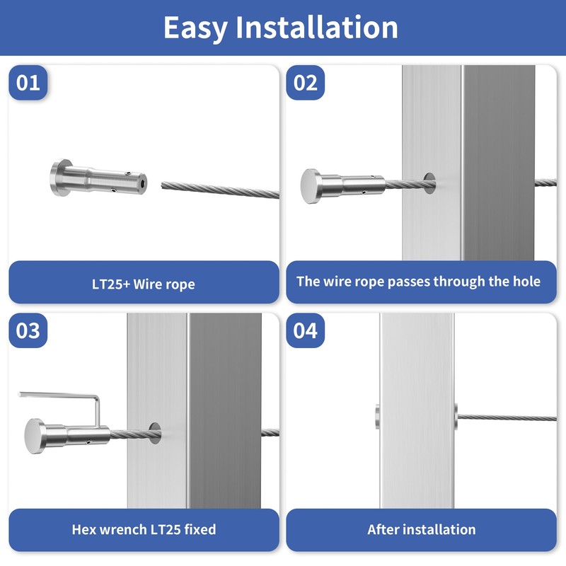 Fuliifx 10 Pack Silver Swageless 1/8" Invisible Cable Railing Terminal,