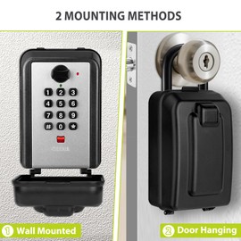 NEWIROVE Key Safe with Number Code, Large Key Safe with Bracket, Outdoor, Waterproof, Robust Key Box with 12 Digit Key Safe Wall Mounted Key Safe for Home, Garage, Office, Grey