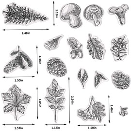 Estivaux Fall Leaves & Mushroom Rubber Stamps for Card Making, Journaling & Scrapbooking