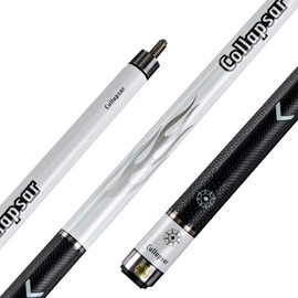 Cpllapsar COLLAPSAR R Series 58Inch 2-Pieces Maple Billiard Pool Cue Stick PU Grip (White, 19.5OZ)