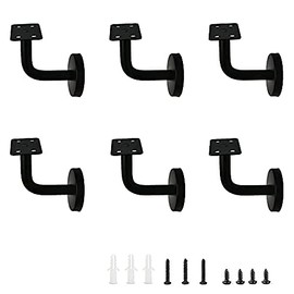 6 Pcs Stainless Steel Stair Handrail Bracket, Heavy Duty Stair Rail Support, Hardware Railing Brackets for Flat Rails, Stairway Hardware ((60mm x 60mm))