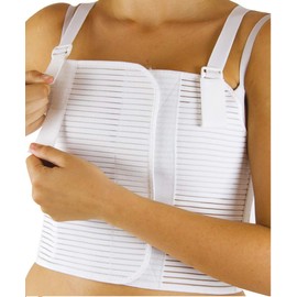 MANIFATTURA BERNINA Sana 55119 Post-Operative Elastic Chest Support Rib Bandage Adjustable Chest Strap with Velcro Fastening and Braces, White