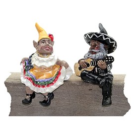John Bernard & Company Mariachi Band Shelf Sitter Gnomes Statue Set of 2, 6 inches H, Includes Guitarist and Mexican hat Dancer, Funny Home or Garden Décor…. La Fiesta Collection (Guitar)