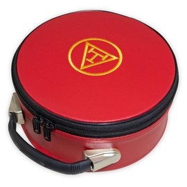 UK EMPIRE GROUP Masonic Royal Arch Crown Cap Case Red, Embroidered Triple Tau Gold