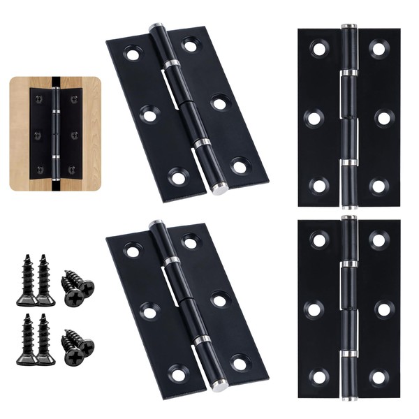 Anstore Pack of 4 Stainless Steel Door Hinges Black 70