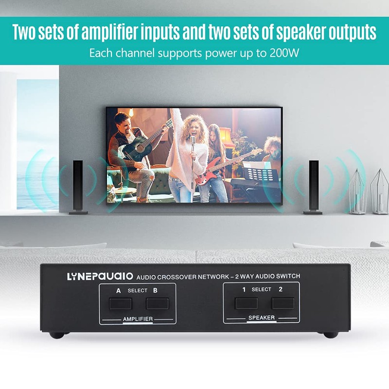 Speaker Selector, 2 in 2 Out Speaker Selector Switch Audio