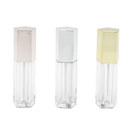 Healeved 3pcs Pentagonal Lip Gloss Bottles Empty Lipstick Tubes Compact Lip Oil Containers for Women Lightweight Design Rose Gold for Travel Makeup