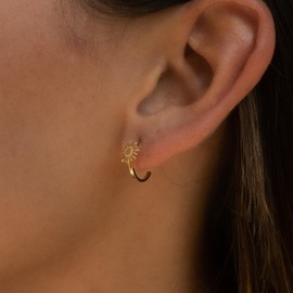 Made by Nami Women's Golden Earrings with Sun Boho Jewellery Stainless Steel Waterproof for Summer Outfits, Stainless Steel, No Gemstone