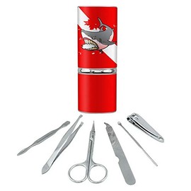 Angry Shark Scuba Diving Flag Diver Stainless Steel Manicure Pedicure Grooming Beauty Care Travel Kit