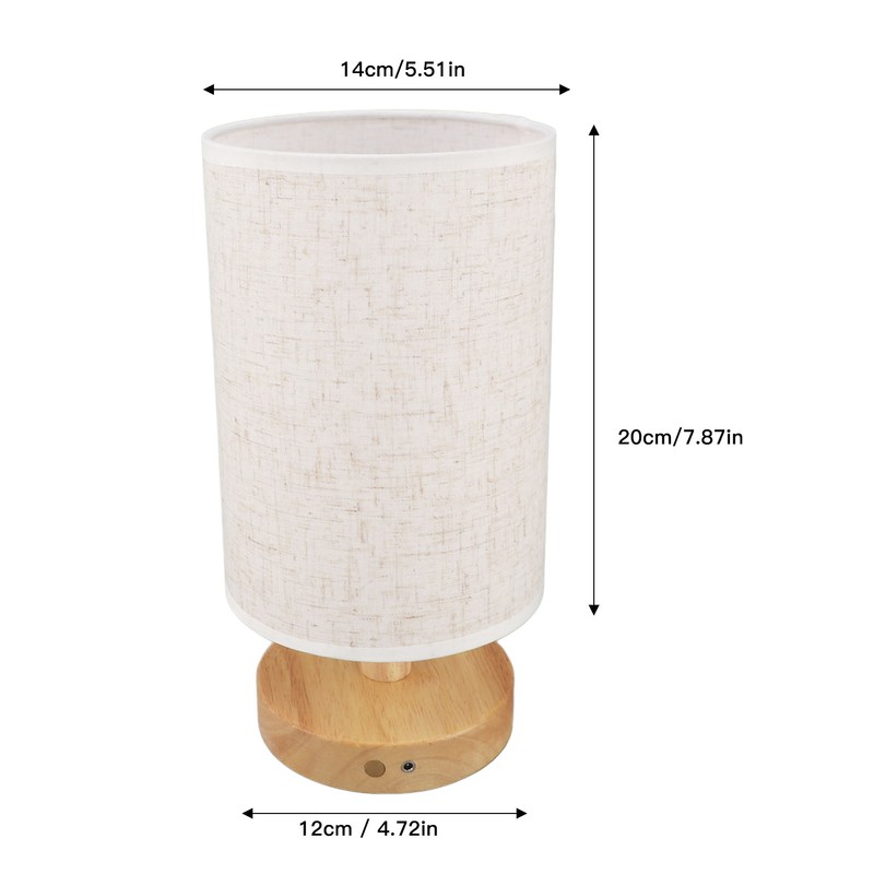 LED Bedside Lamp Touch Control Wood Nightstand Lamp Desk Cabinet