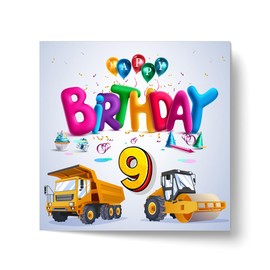 Papa Prints Happy Birthday Card Boy (145 x 150 mm) 9th Birthday Card Boy 9 Birthday Card with Envelope