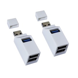 LUVMOXE (2 Pack) USB 2.0 Splitter,3-Port USB 3.0 Hub, USB Port Expander Dongle Portable for PC, Laptop and More (White)