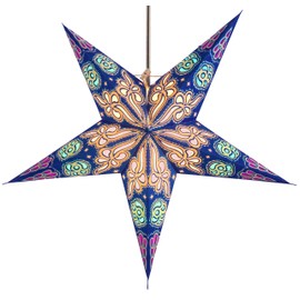 Guru-Shop Baldur Foldable Luminous Paper Star, Advent, Christmas Star, 60 cm - Window Decoration Star, 7 Tips