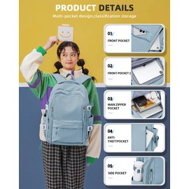 Lightweight Backpack for Women, Large Laptop Travel Backpack Casual Daypack Bag Rucksack for Men.Light Blue