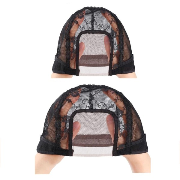 Leadigol Black U Part Swiss Lace Wig Cap Black Hair