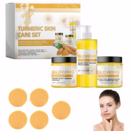 Turmeric Glow Combo, Glow Turmeric Skin Care Set with Turmeric Face Wash Turmeric Glow Scrub Turmeric Face Cream for Deep Cleaning, Brightens and Firms Skin, Helps to Reduce Acne and Dark Spots