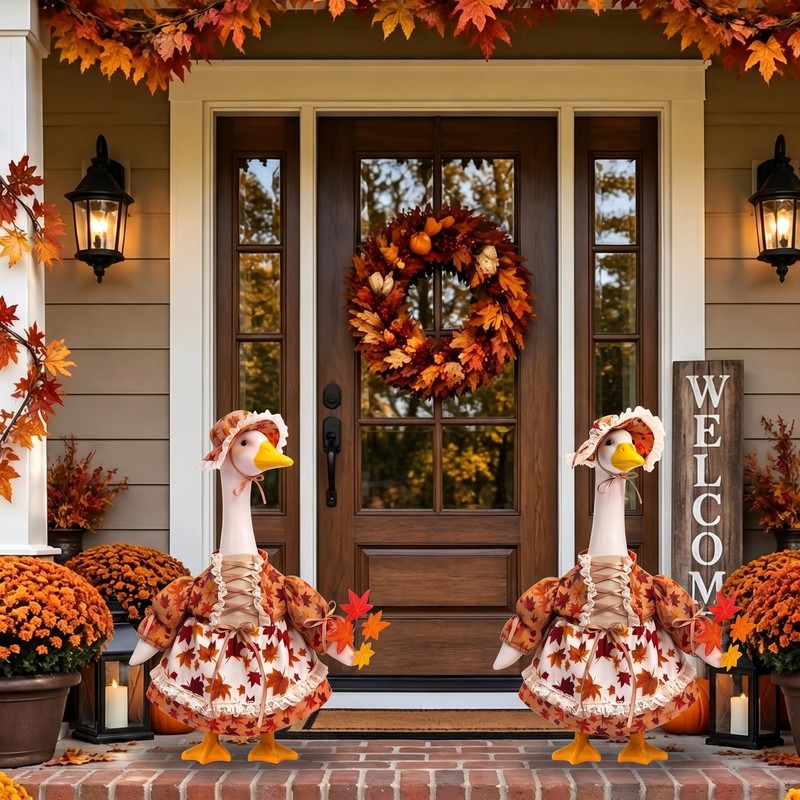 Fall Porch Goose Outfits Fits 23" Garden Yard Patio Goose